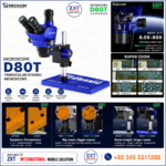 Mechanic D80T 8–80X High-Power Trinocular Stereo Microscope with Big Base for PCB & Mobile Repair