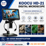 Koocu HD-21 7 Inch LCD Digital Microscope – HD IPS Display for PCB & Mobile Repair
