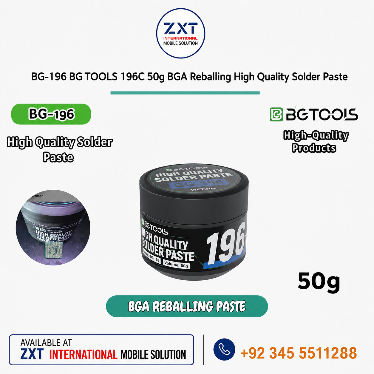 BG-196 BG TOOLS 183C 50g BGA Reballing High Quality Solder Paste - Image 1