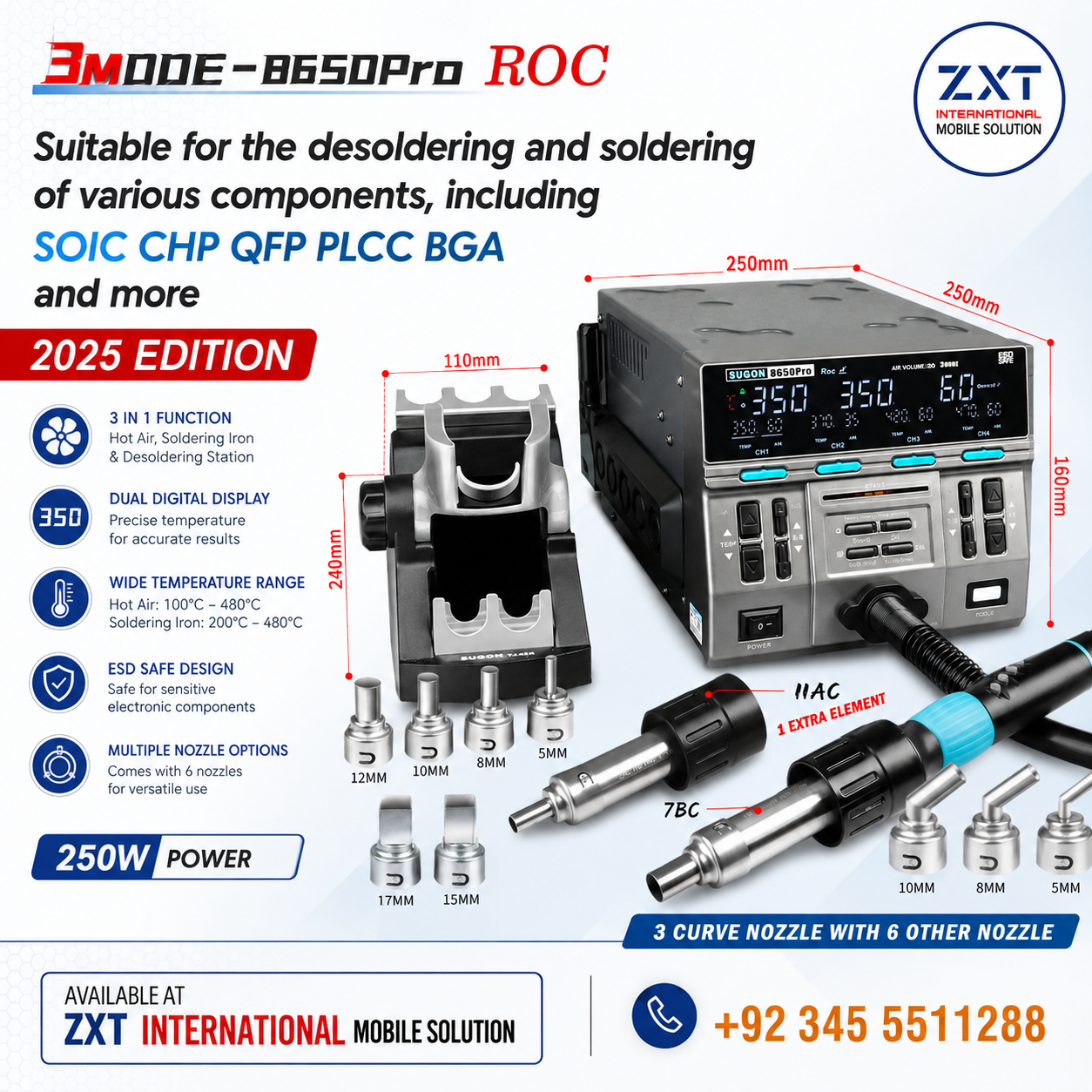 SUGON 8650Pro 1300W Hot Air Rework Station 2025 Edition for Mobile Phone Repair - Image 1