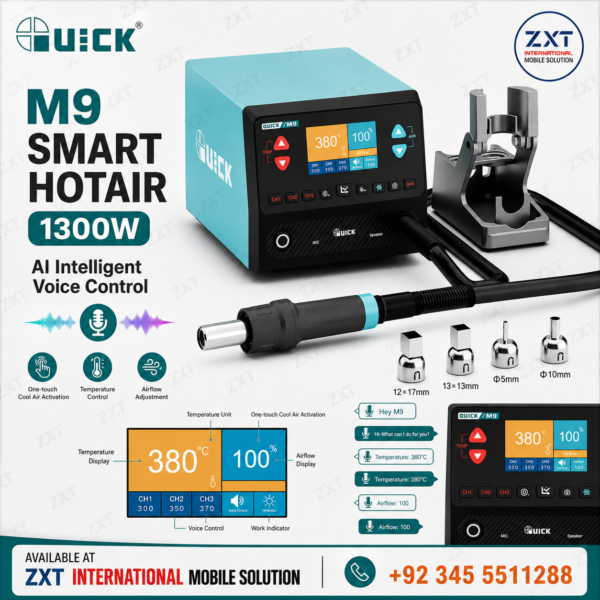 QUICK M9 Smart AI Voice Control 1300W Hot Air Rework Station for Mobile Repair