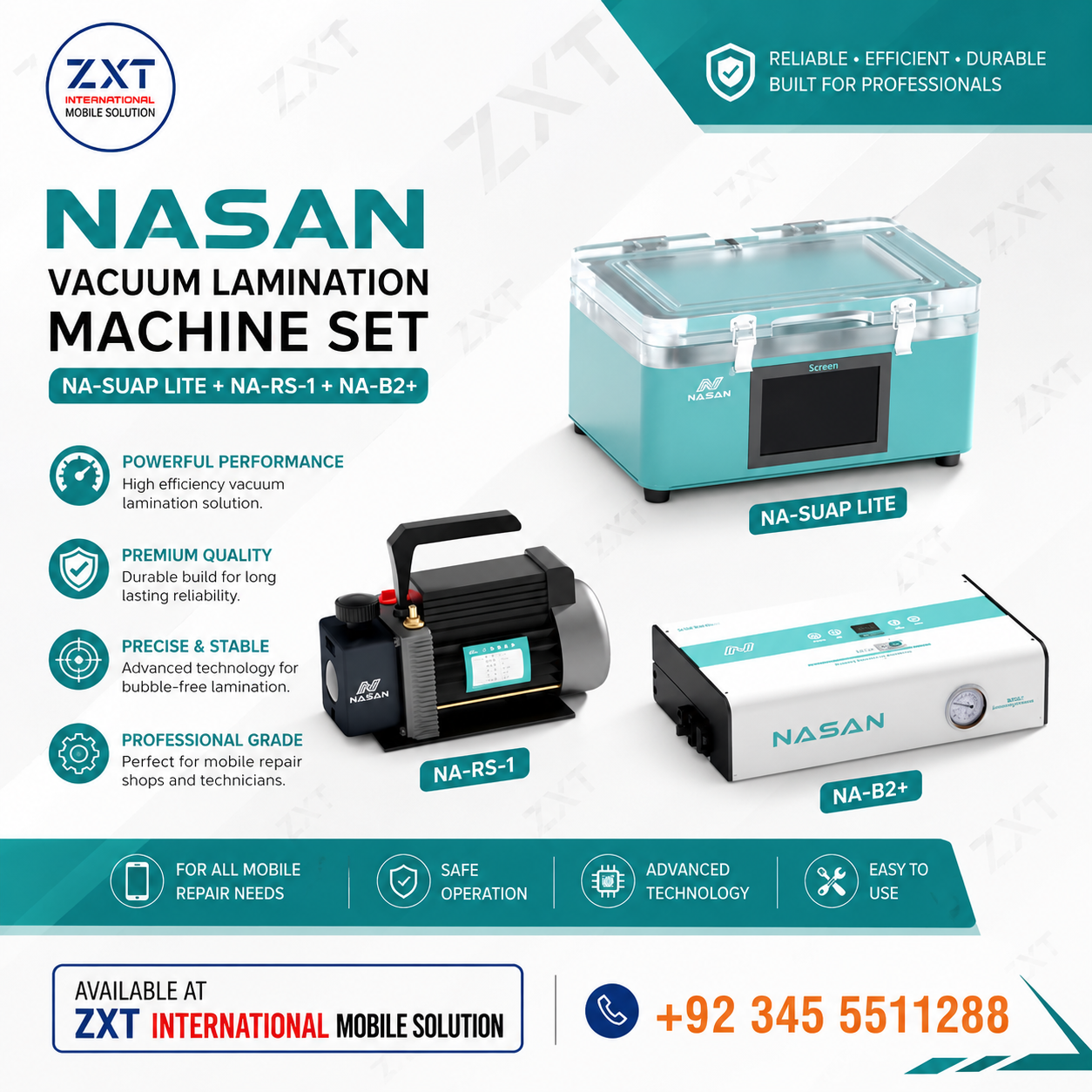 NASAN NA-SUPA LITE Vacuum Lamination Machine Set with NA-B2+ Bubble Remover & NA-RS-1 Vacuum Pump - Image 1